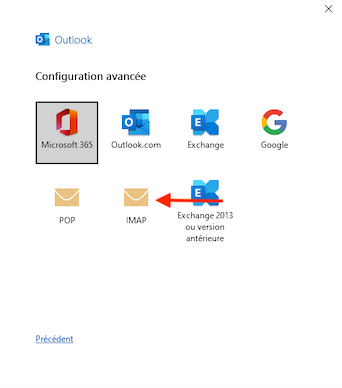 imap in outlook 5 FR